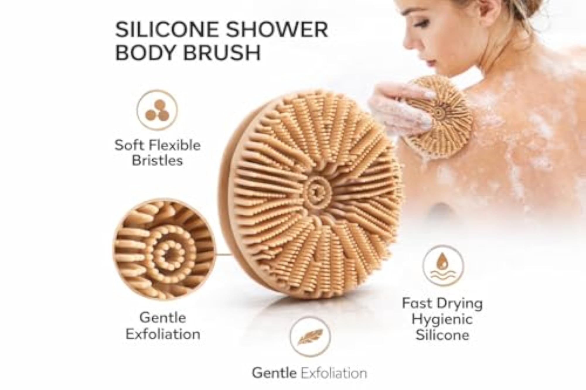 Double Sided Silicone Shower Brush for Gentle Exfoliating